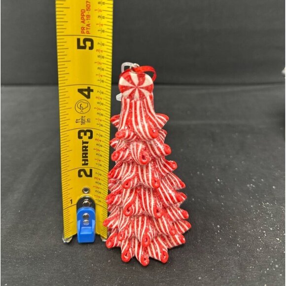 Peppermint Tree Cocoa Mug Ornament Set Christmas Holiday Festive Candyland Red - Picture 7 of 7